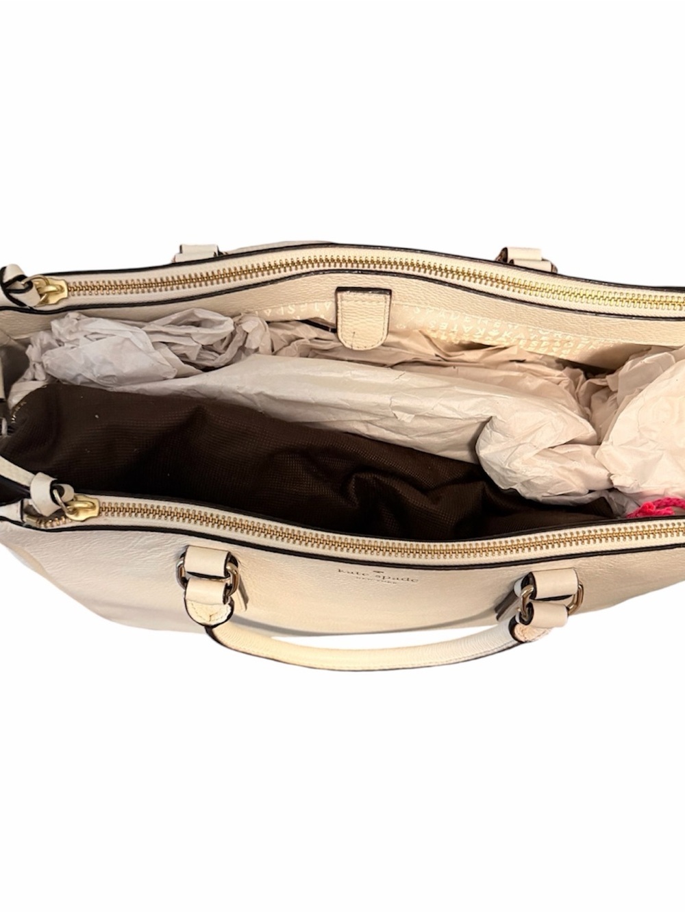 NWOT Kate spade Cream Mulberry Leather Satchel & Kate Spade navy & cream wallet - Picture 2 of 7
